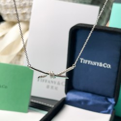 Tiffany & Co. Silver Diamond Knotted Necklace For Women Jewellery 