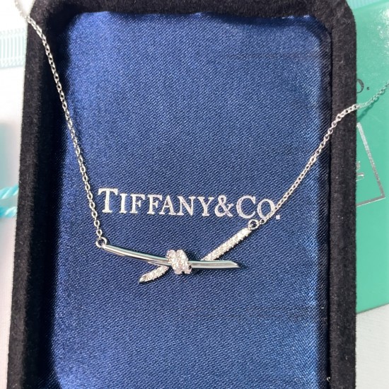 Tiffany & Co. Silver Diamond Knotted Necklace For Women Jewellery