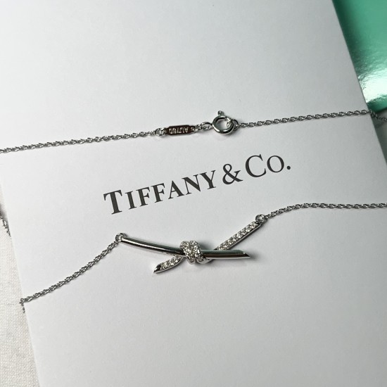 Tiffany & Co. Silver Diamond Knotted Necklace For Women Jewellery