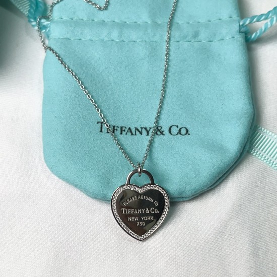 Tiffany & Co. Silver Heart Necklace For Women Pendant Jewellery