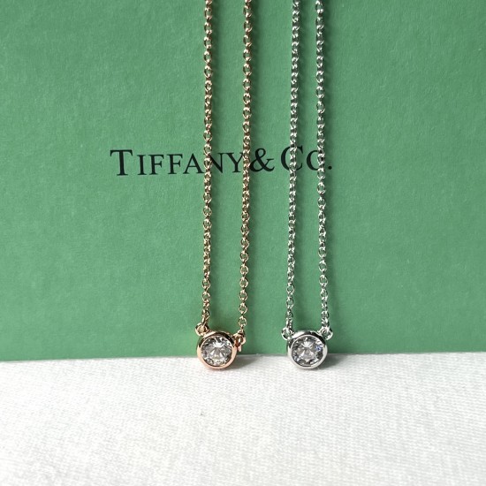 Tiffany & Co. Silver Round Diamond Necklace For Women Jewellery