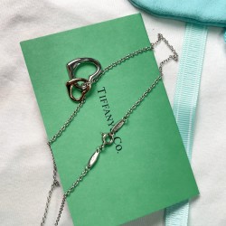 Tiffany & Co.Platinum Double Heart Love Hollow Necklace For Women Jewellery 