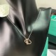 Tiffany & Co.Platinum Double Heart Love Hollow Necklace For Women Jewellery