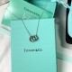 Tiffany & Co.Silver Double Circle Diamond Necklace For Women Pendant Jewellery