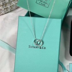 Tiffany & Co.Silver Double Ring 1837 Roman Numeral Round Necklace For Women Pendant Jewellery 