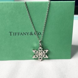 Tiffany & Co.Silver Snowflake Hollow Necklace For Women Jewellery 