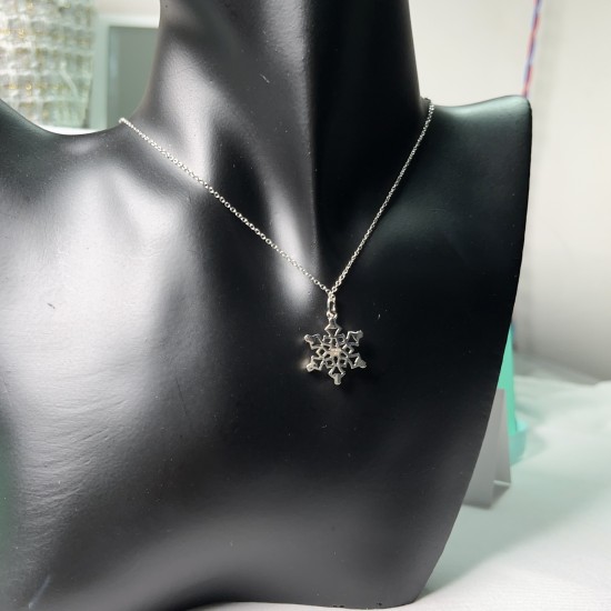 Tiffany & Co.Silver Snowflake Hollow Necklace For Women Jewellery