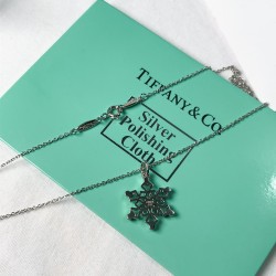 Tiffany & Co.Silver Snowflake Hollow Necklace For Women Jewellery 