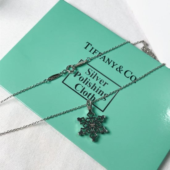 Tiffany & Co.Silver Snowflake Hollow Necklace For Women Jewellery