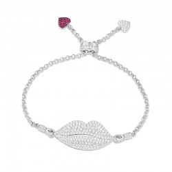 APM Monaco 925 Silver Diamond Lip Bracelet Women Jewellery 