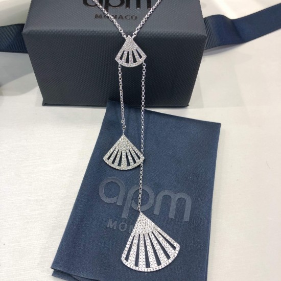 APM Monaco 925 Silver Elegant Fan Necklace Women Jewellery