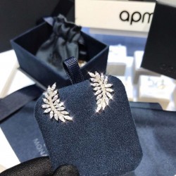 APM Monaco 925 Silver Olive Leaf Stud Earrings Women Jewellery 