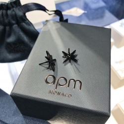 APM Monaco Black Hexagram Stud Earrings Women Jewellery 