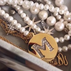 APM Monaco Gold Alphabet Necklace For Women And Men Jewellery 