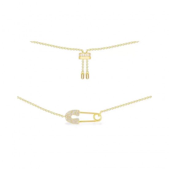 APM Monaco Gold Pin Collarbone Chain Women Jewellery