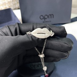 APM Monaco Silver Lip Bracelet Women Jewellery 