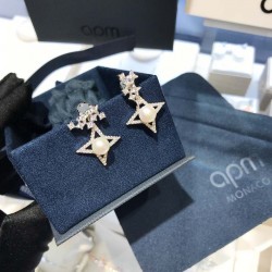 APM Monaco Silver Star Pearl Earrings Women Jewellery 