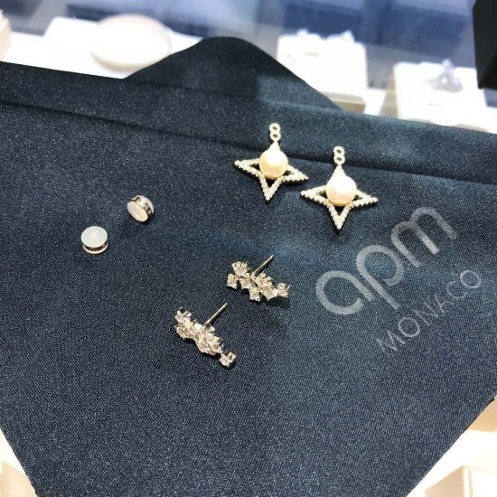 APM Monaco Silver Star Pearl Earrings Women Jewellery