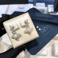 APM Monaco Silver Star Pearl Earrings Women Jewellery 