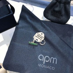 APM Monaco Small Green Alligator Silver Earring Women Jewellery 