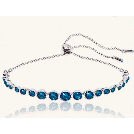 5663394 Swarovski Emily Silver Blue Bracelet Bangle Jewelry