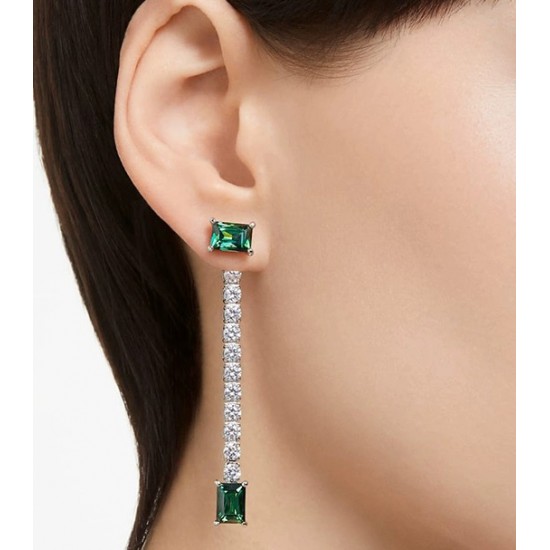 5665786 Swarovski Matrix Green Silver Drop Earring Jewelry