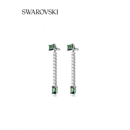 5665786 Swarovski Matrix Green Silver Drop Earring Jewelry