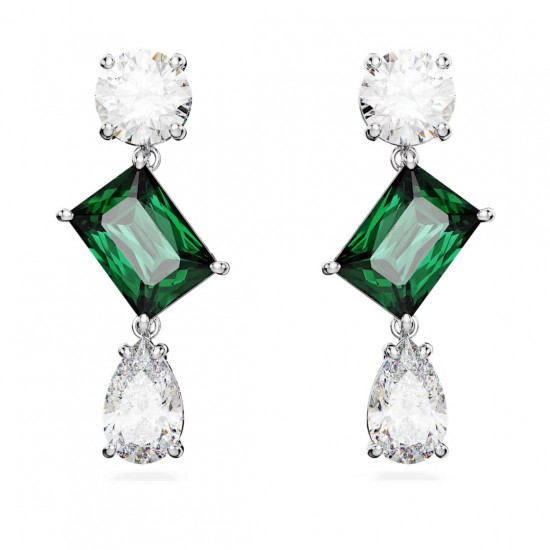 5665878 Swarovski Mesmera Silver Green Drop Earrings Jewelry