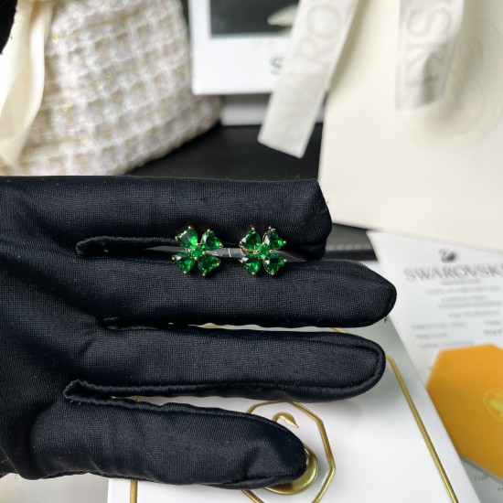 Swarovski Ldyllia Green Four-Leaf Clover Stud Earrings For Women Jewelry 5666236